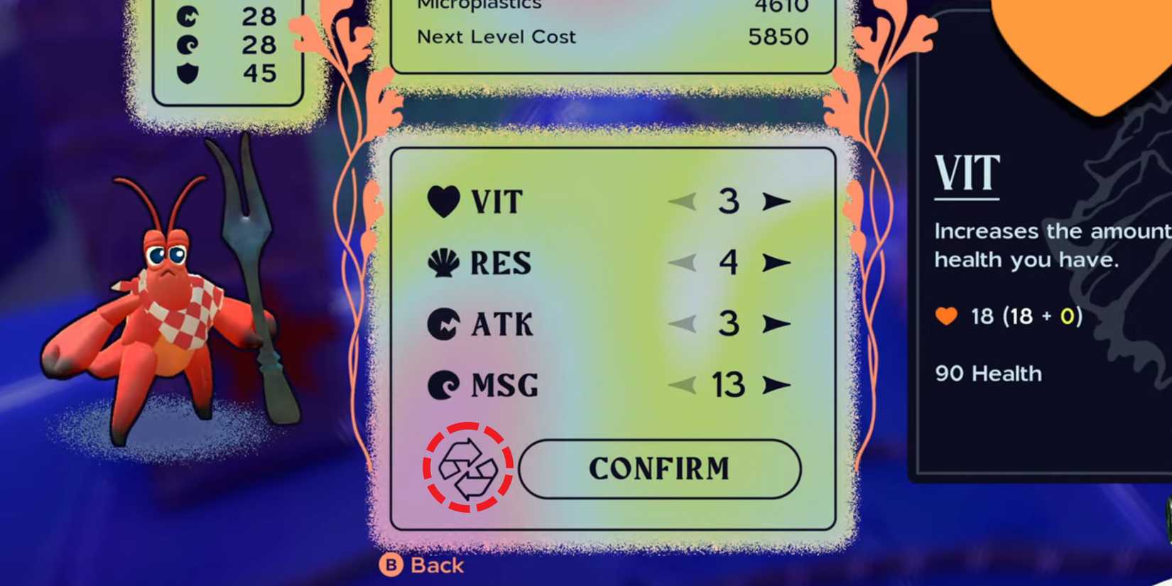 recycle stats in another crab's treasure