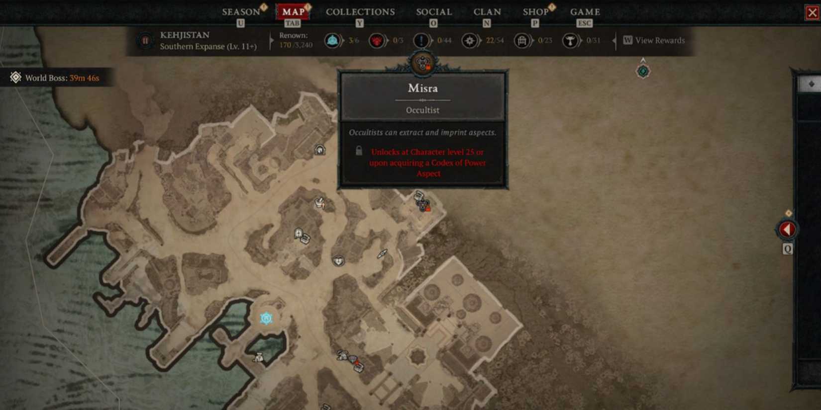 Diablo 4 Occultist location on the map