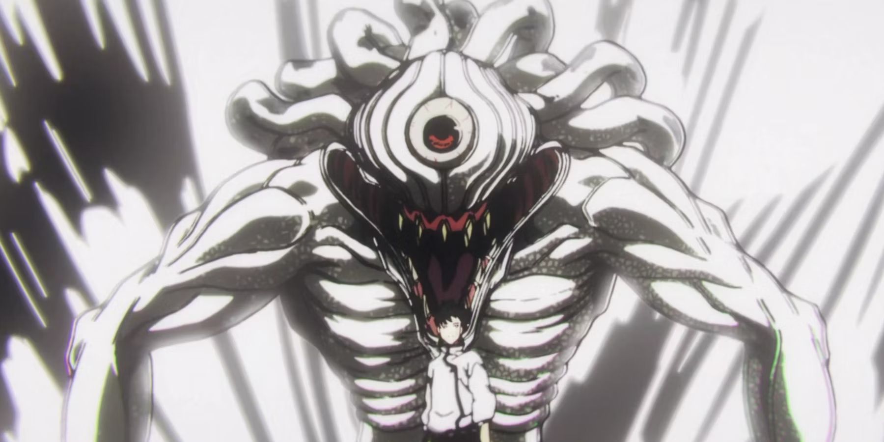 Rika as a powerful Special Grade Cursed Spirit staring menacingly at Geto in Jujutsu Kaisen.