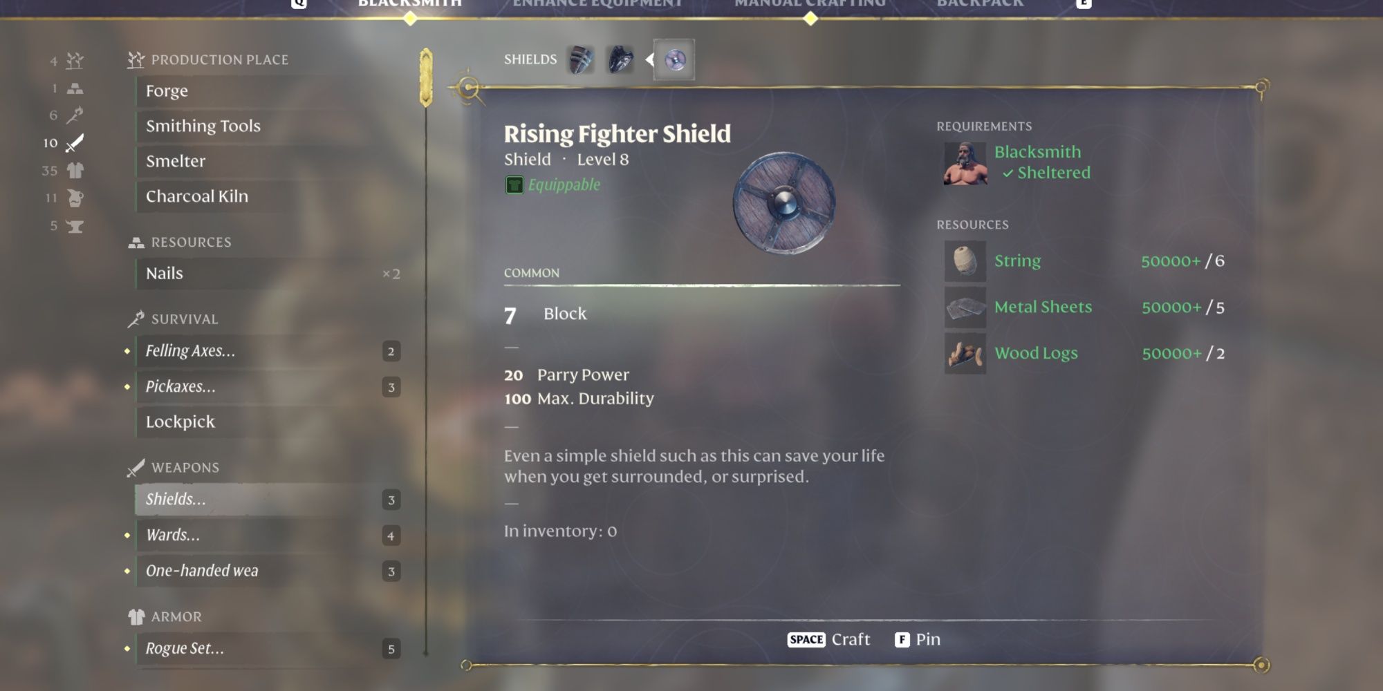 Rising Fighter Shield Tank Weapon In Enshrouded