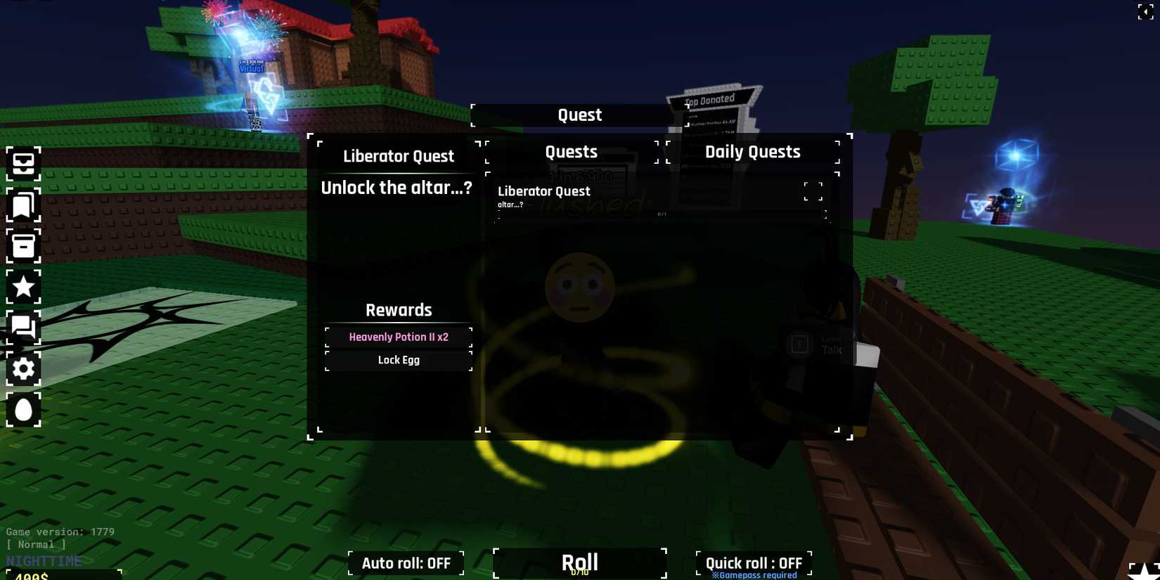 Image of the liberator quest in Sol's RNG Roblox