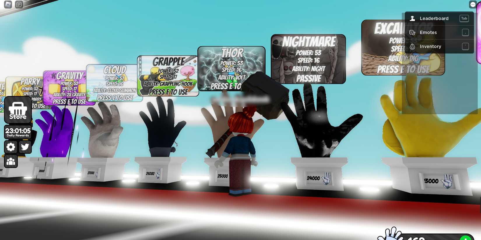 Image of the Nightmare glove in the lobby in Roblox Slap Battles