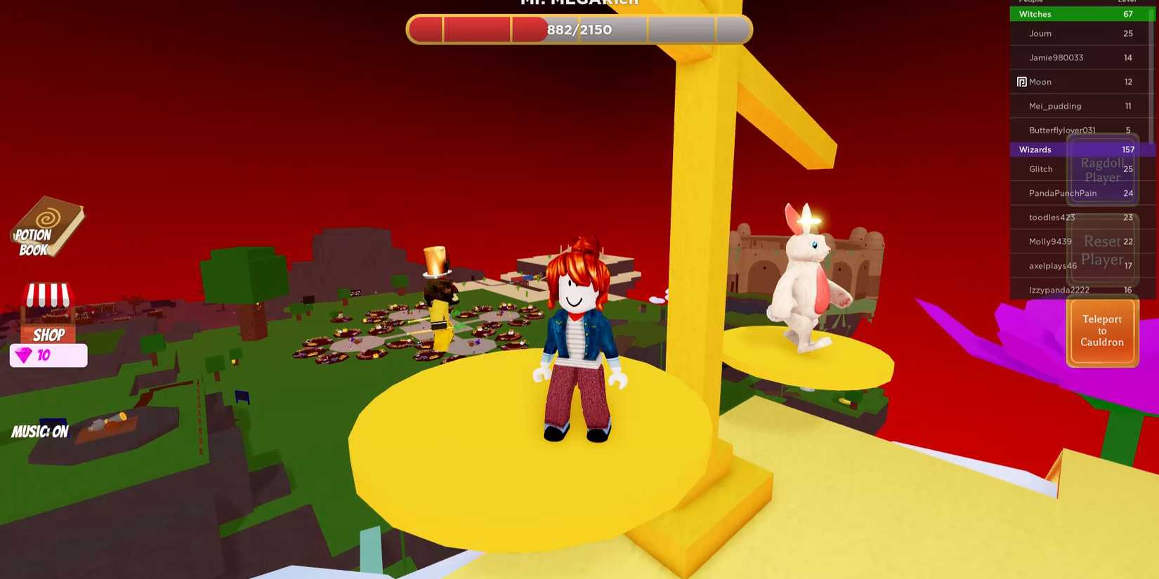 Image of a character on top of a scale in Roblox Wacky Wizards
