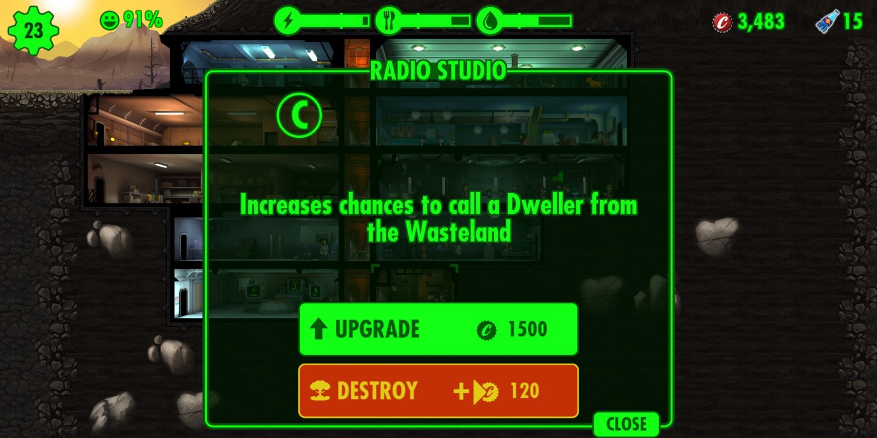 Room in Fallout Destroy option