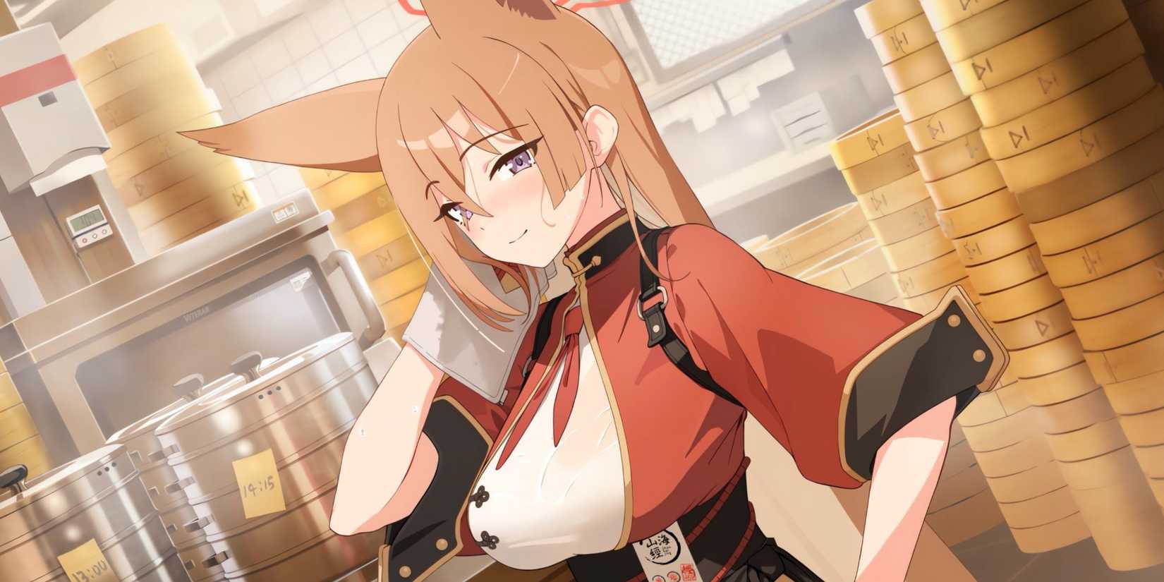 Akeshiro Rumi From Blue Archive in Kitchen