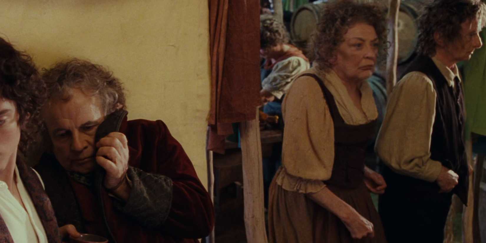 Bilbo hiding from the Sackville-Baggins in The Lord of the Rings: The Fellowship of the Ring