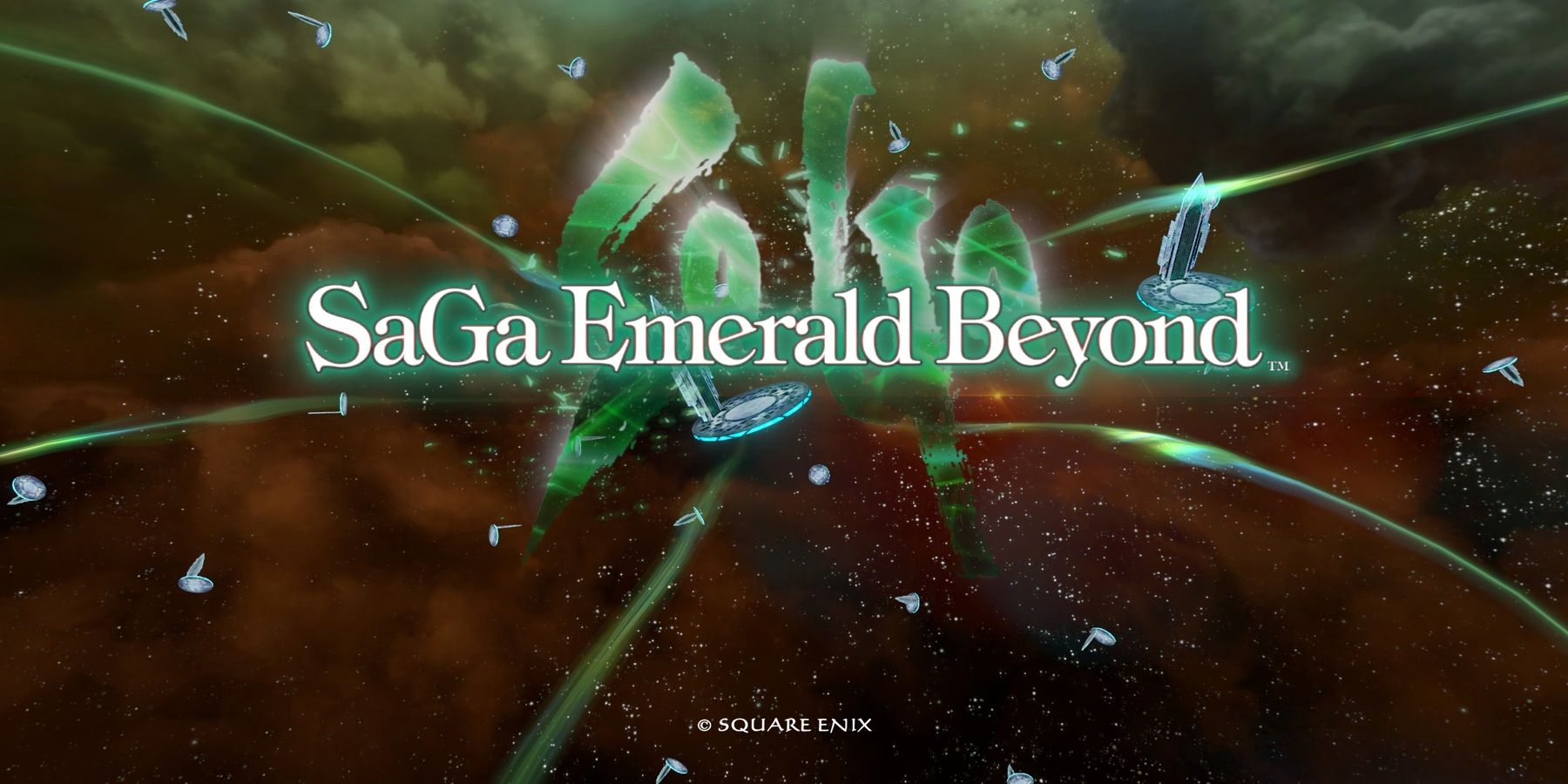 saga emerald beyond splash screen green brown background