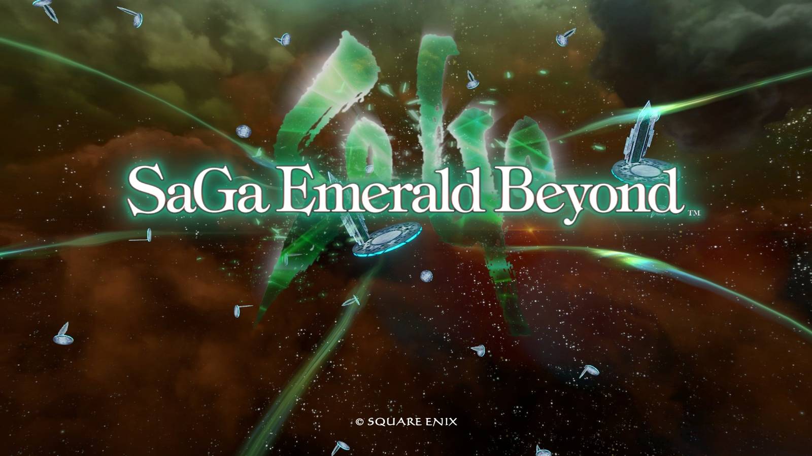 saga emerald beyond splash screen green brown background