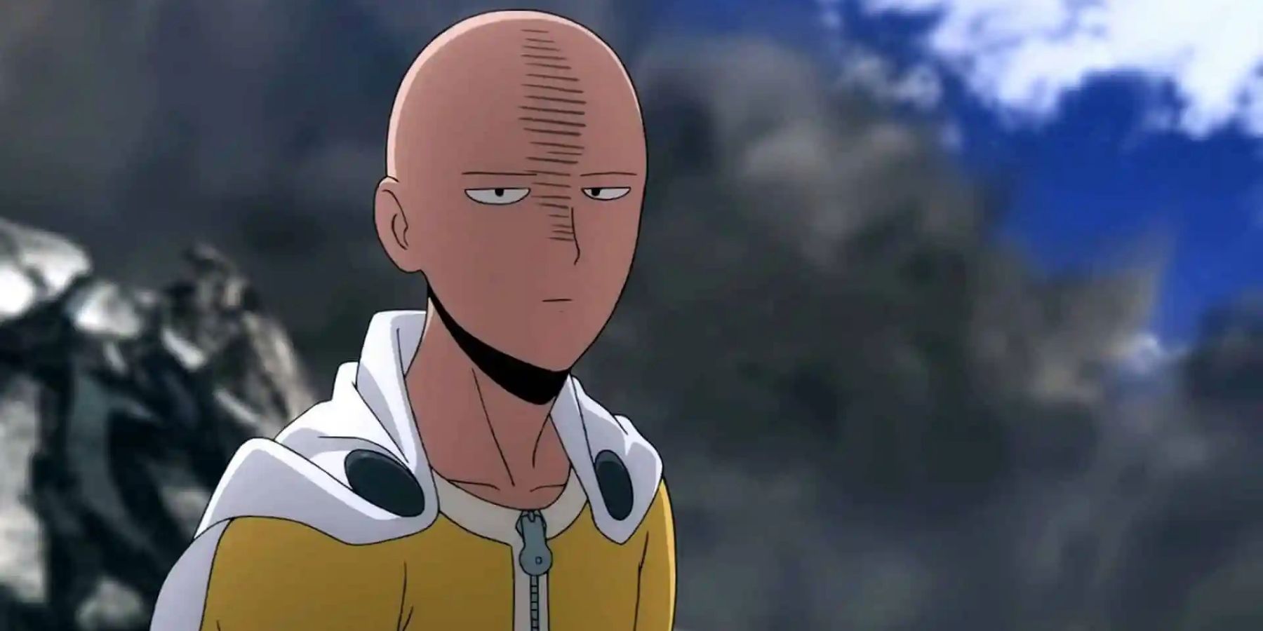 Saitama frowning in an episode of One Punch Man