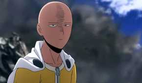 Saitama frowning in an episode of One Punch Man