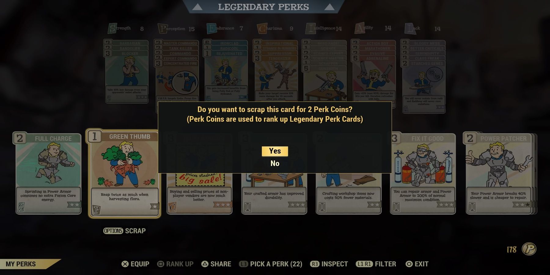 Scrapping A Perk Card in Fallout 76