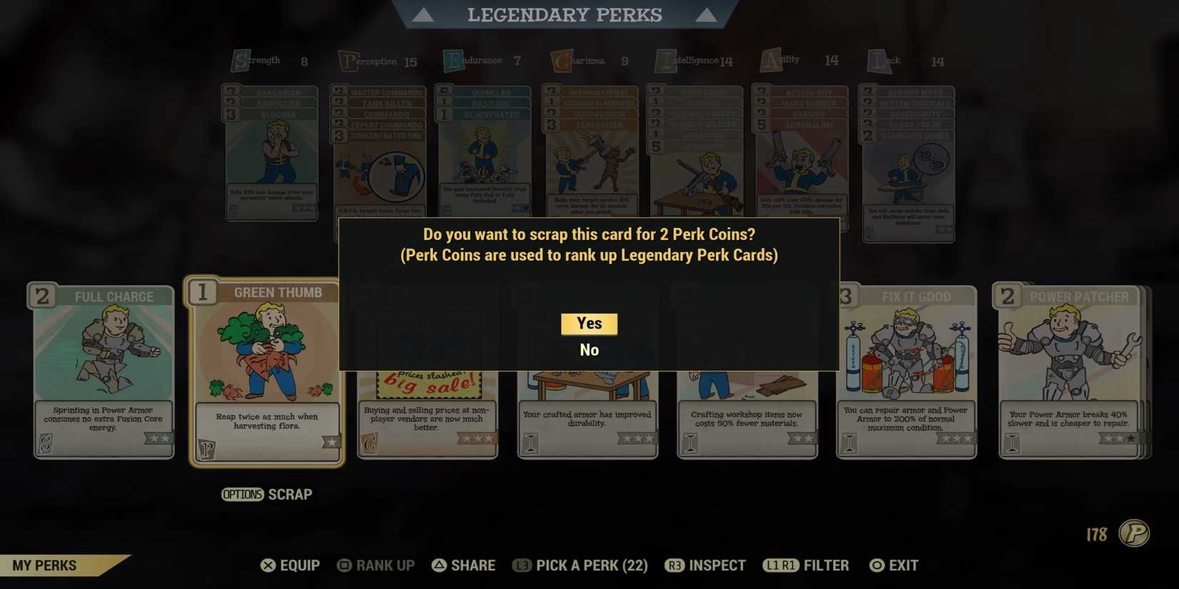 Scrapping A Perk Card in Fallout 76