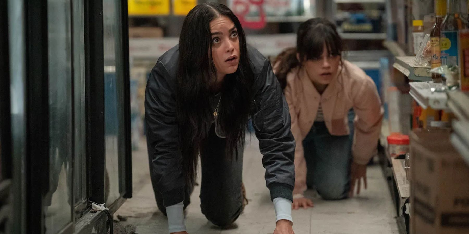 Sam and Tara on the floor of a bodega in Scream 6