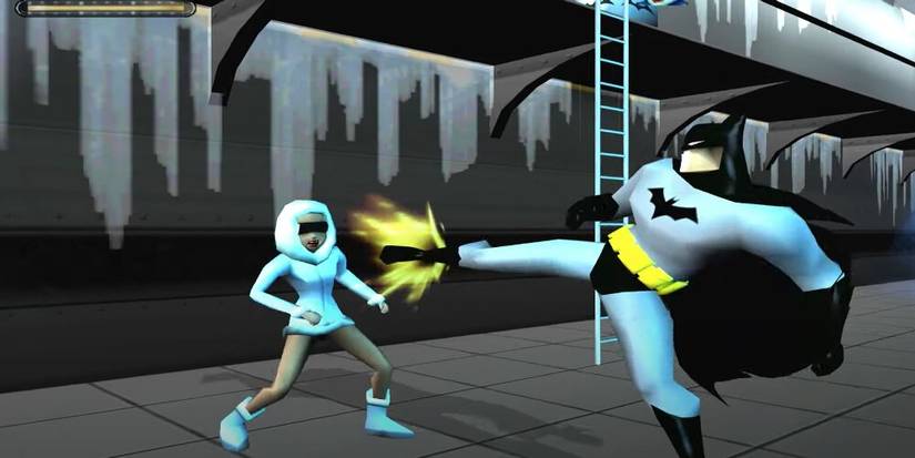 Batman kicking an enemy in Batman: Vengeance