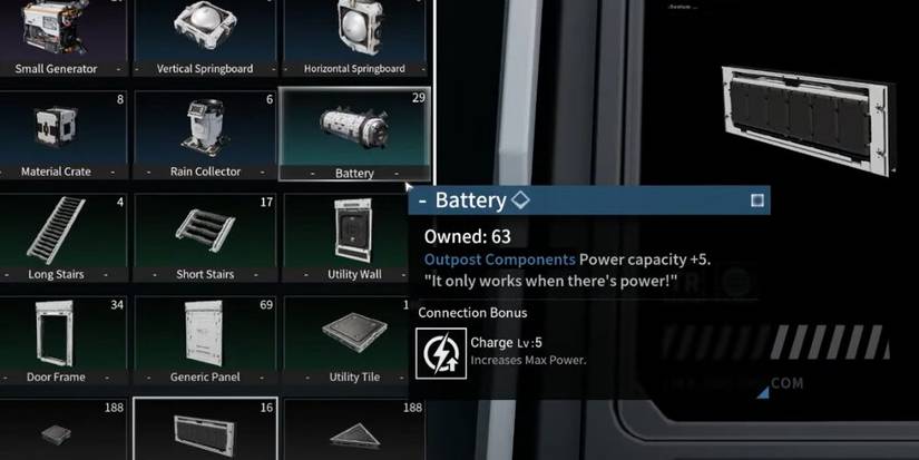 Battery in crafting menu 