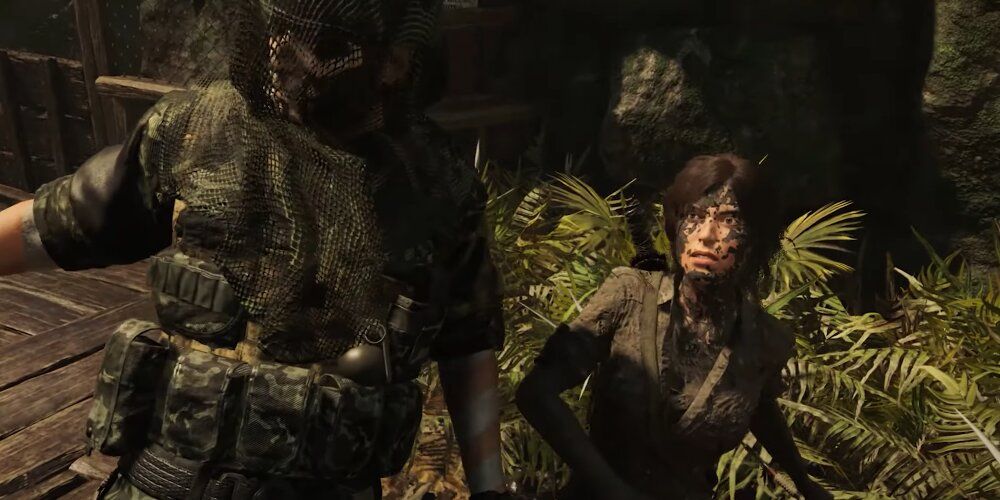 Lara countering an enemy's attack 