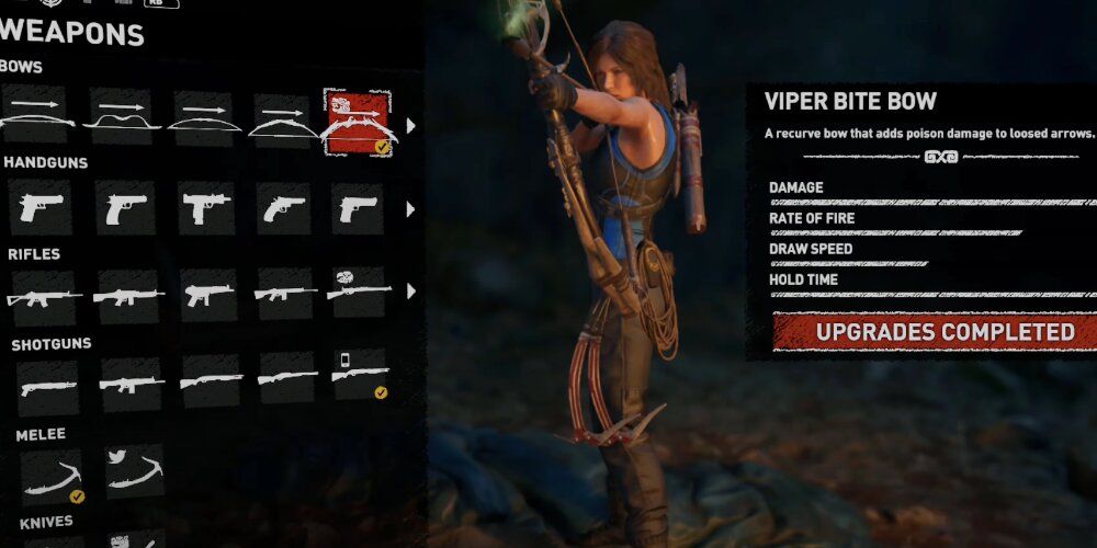 Lara aiming the Viper Bite Bow 