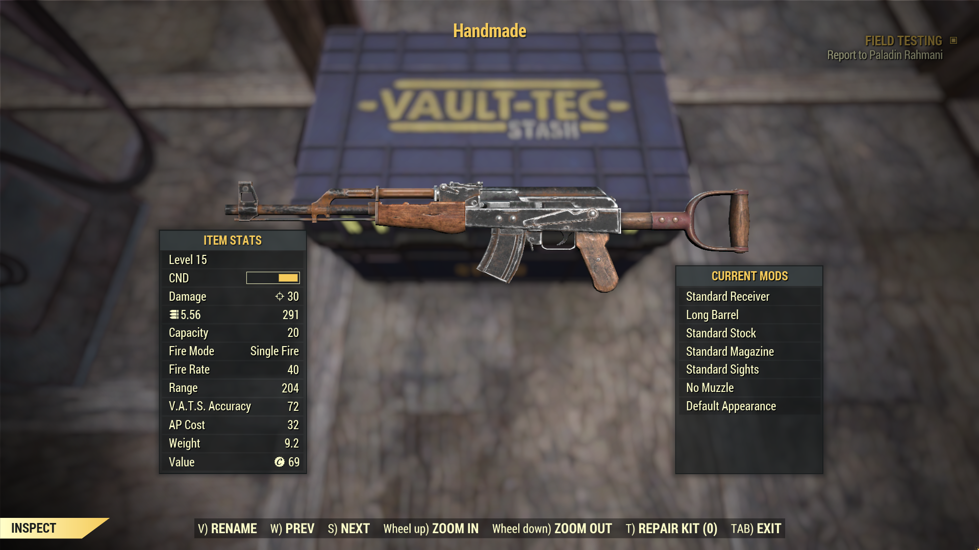 Low level handmade rifle in Fallout 76