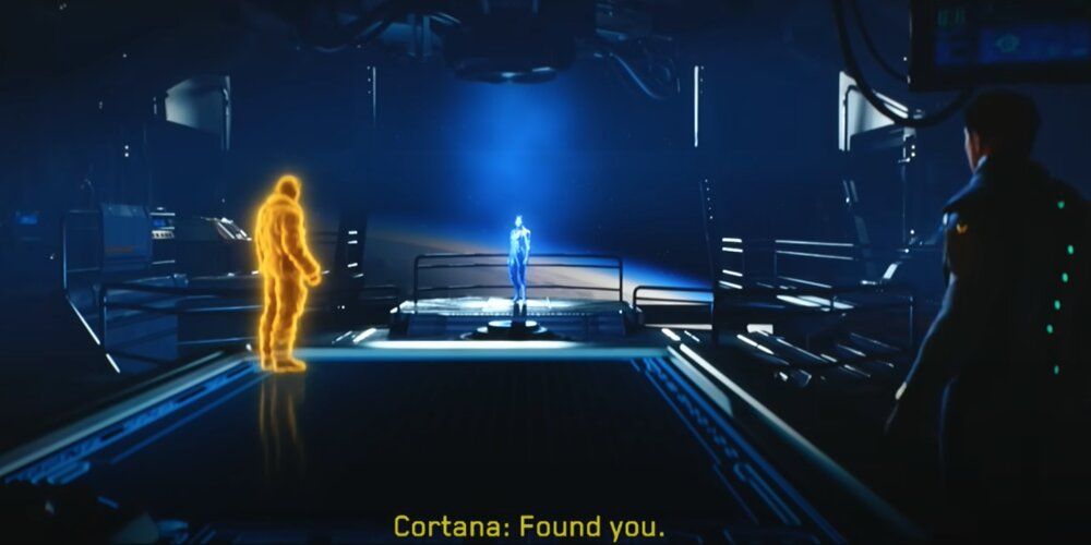Cortana confronting captain on the Infinity ship saying "Found you"