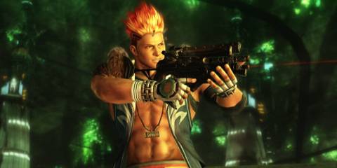 Gadot firing an assault rifle in Final Fantasy 13