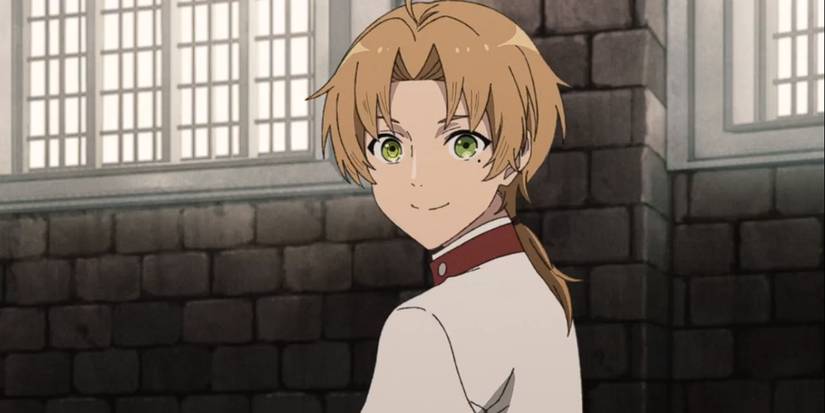 Rudeus smiling after overcoming ED