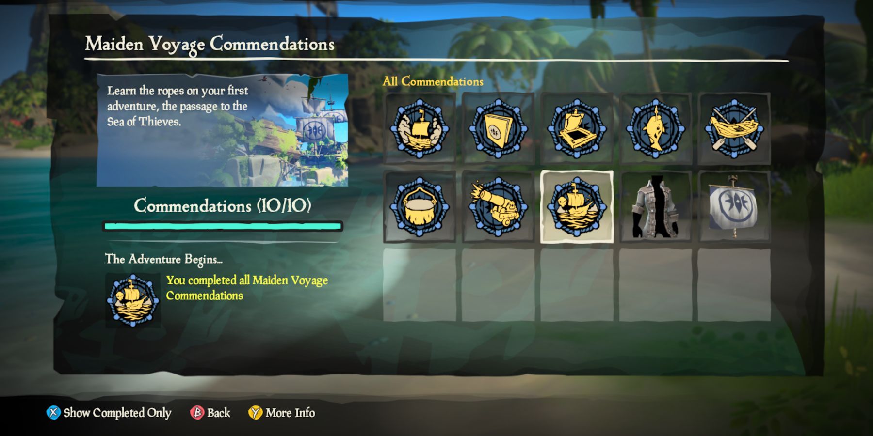 sea of thieves all maiden voyage tutorial commendations complete