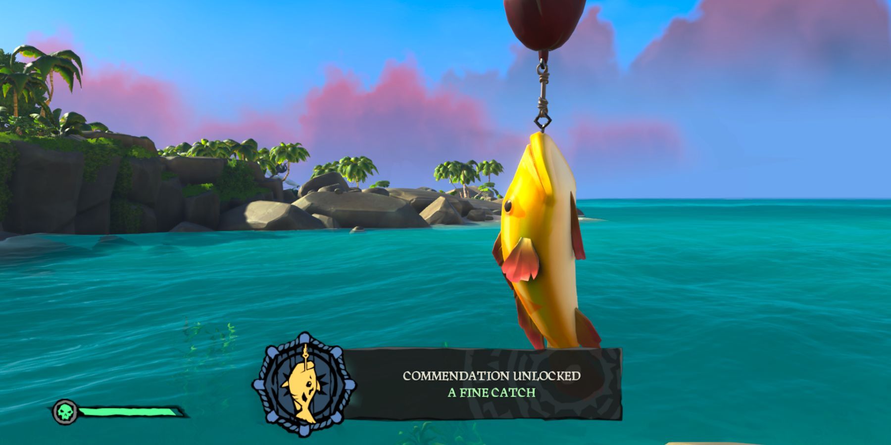 sea of thieves catching fish to get a fine catch commendation in maiden voyage tutorial