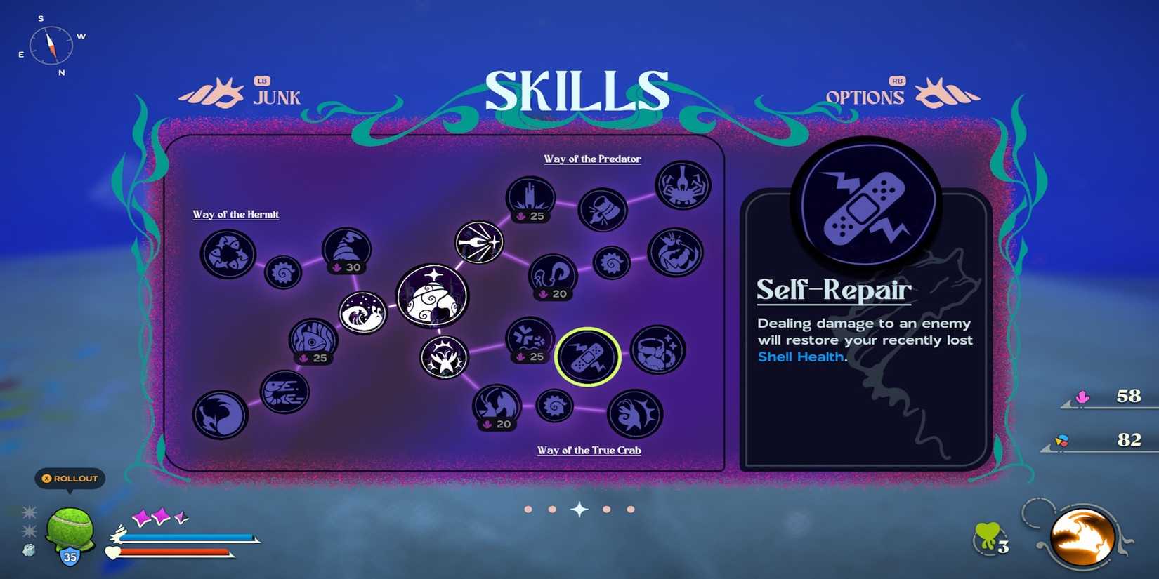 Self-Repair skill in Another Crab's Treasure