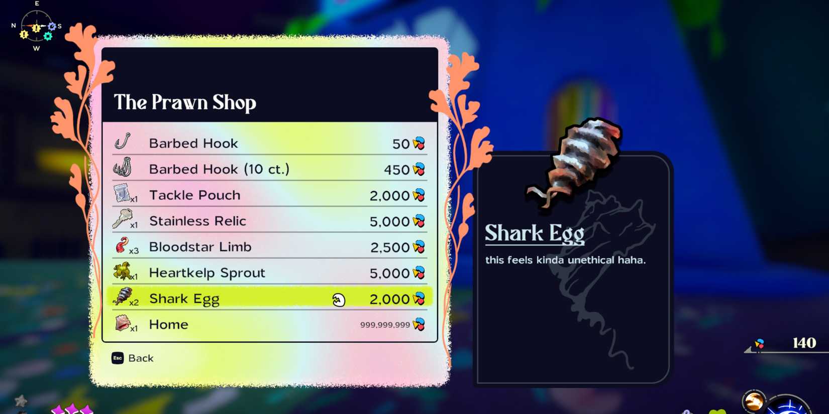 shark egg being sold at prawn shop in another crab's treasure