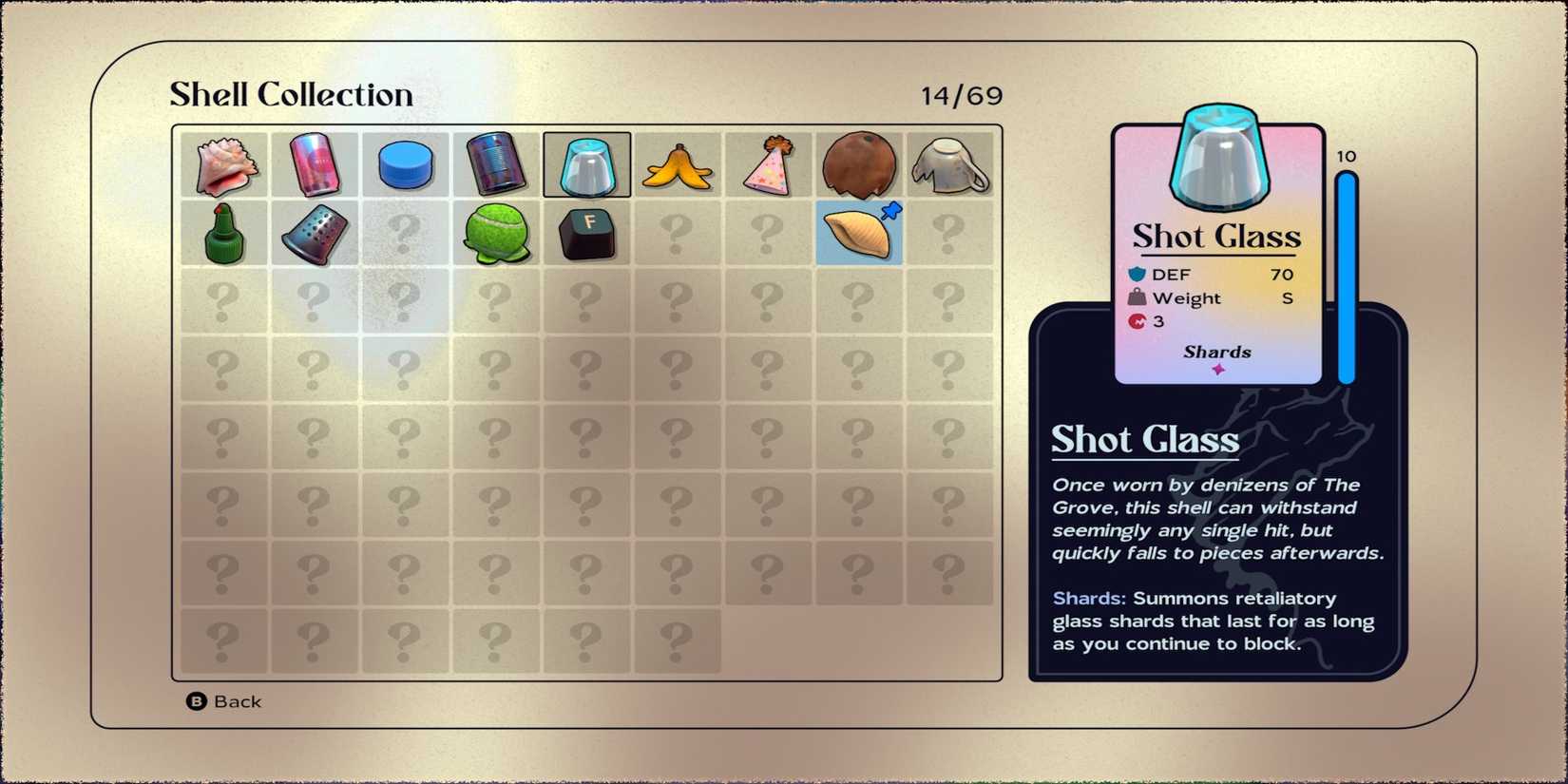 Shot Glass shell in Another Crab's Treasure