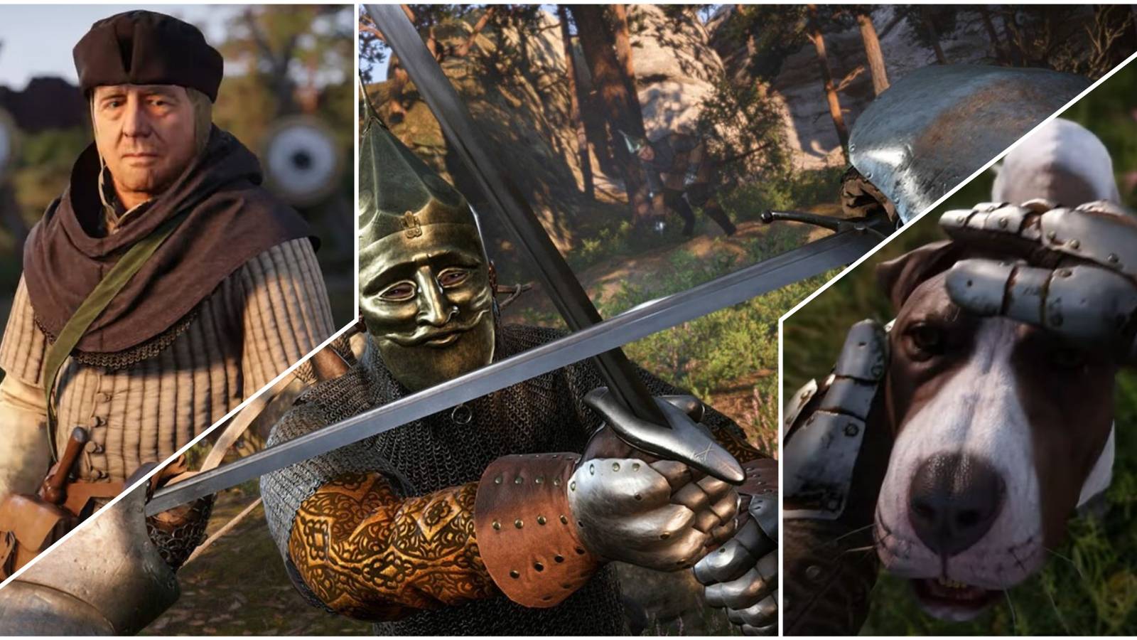 A collage of difference scenes from the Kingdom Come Deliverance 2 Trailer