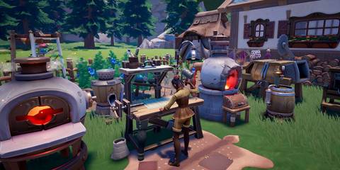 snippet from Palia with character standing in front of a work bench