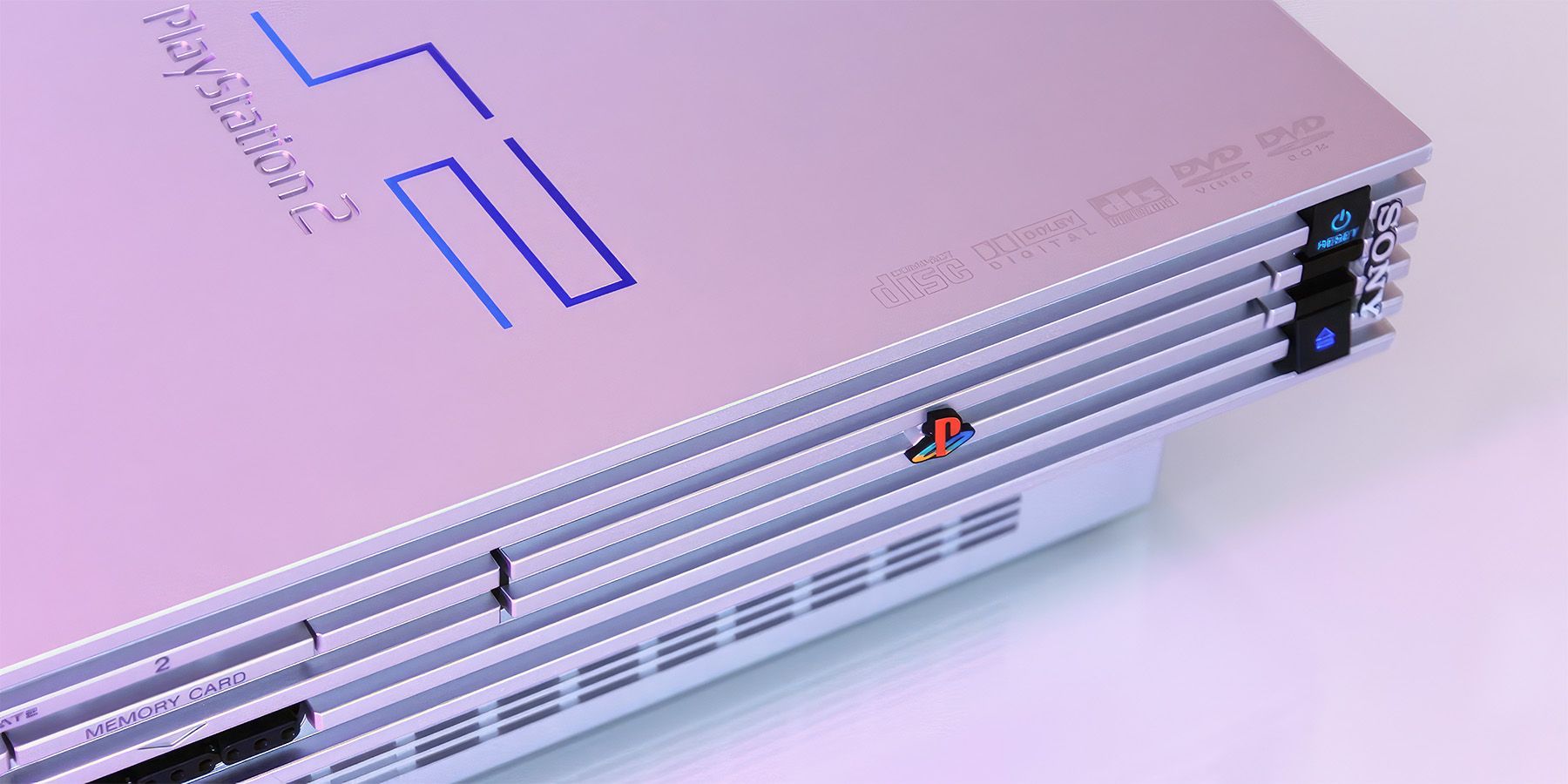 Sony PlayStation 2 PS2 white close-up upscaled