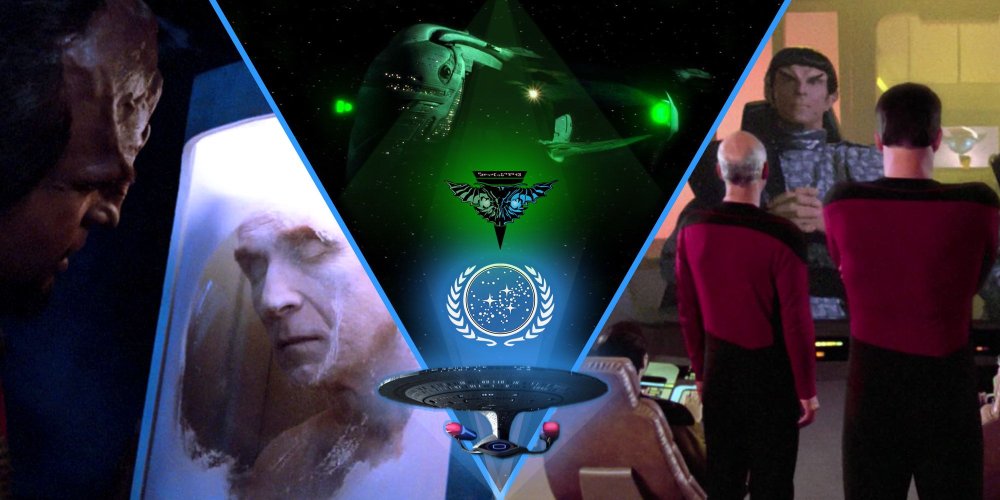 Star Trek The Next Generation Season One Finale The Neutral Zone with a Romulan meeting