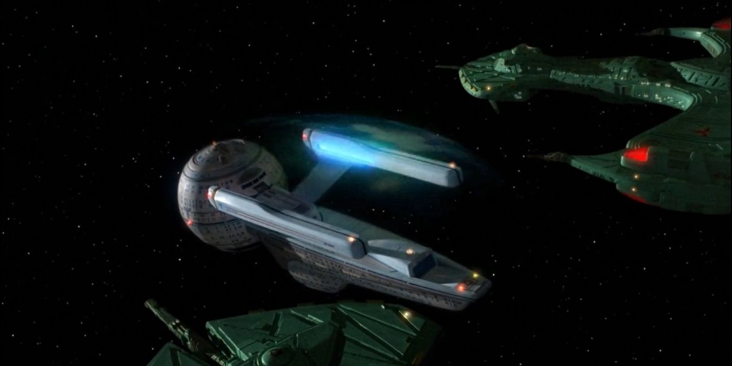 The USS Pasteur comes under attack from the Klingons in "All Good Things..."