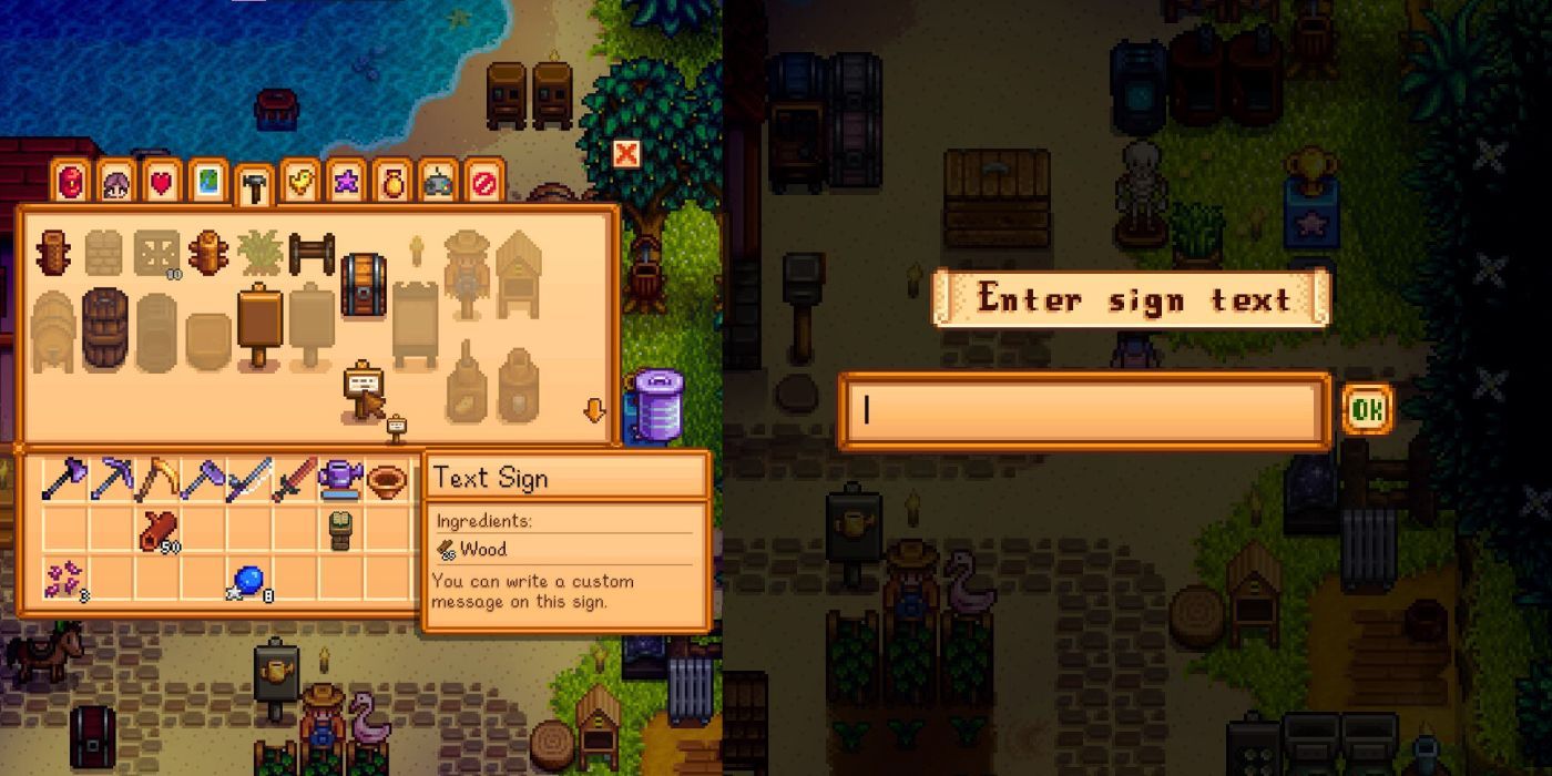 Stardew Valley Text Signs
