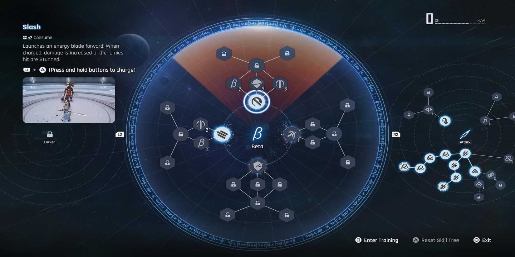 The Slash Beta Skill Being Unlocked In The Menu 