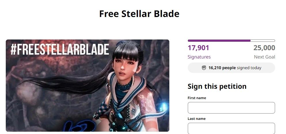 stellar blade petition