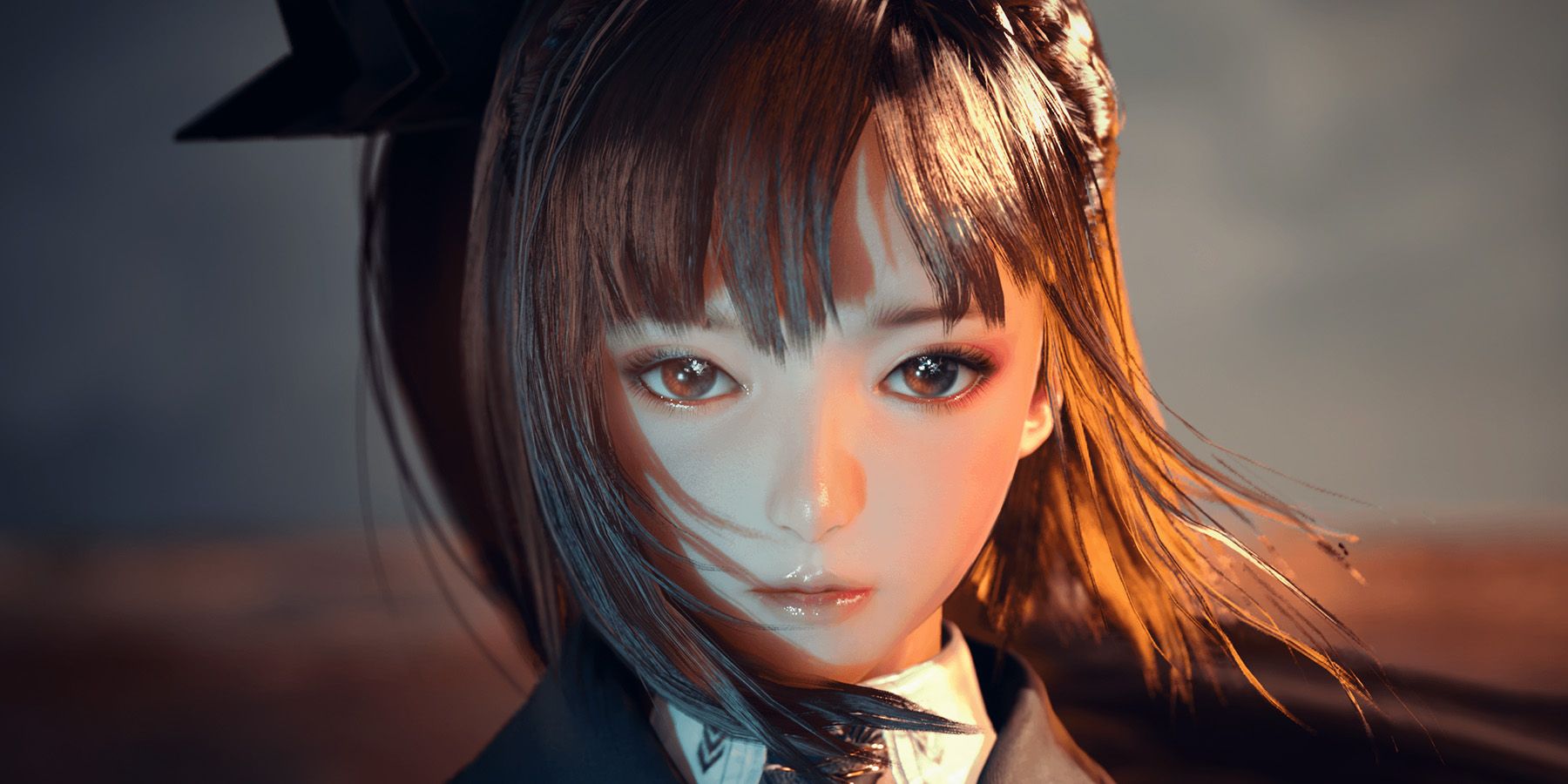 Stellar Blade promo screenshot female character close-up stare