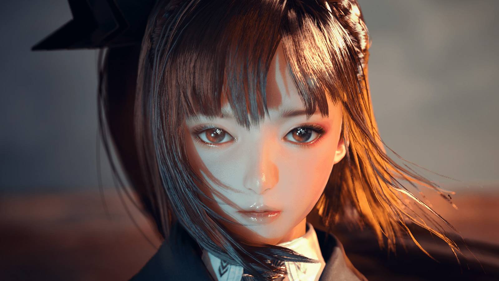 Stellar Blade promo screenshot female character close-up stare