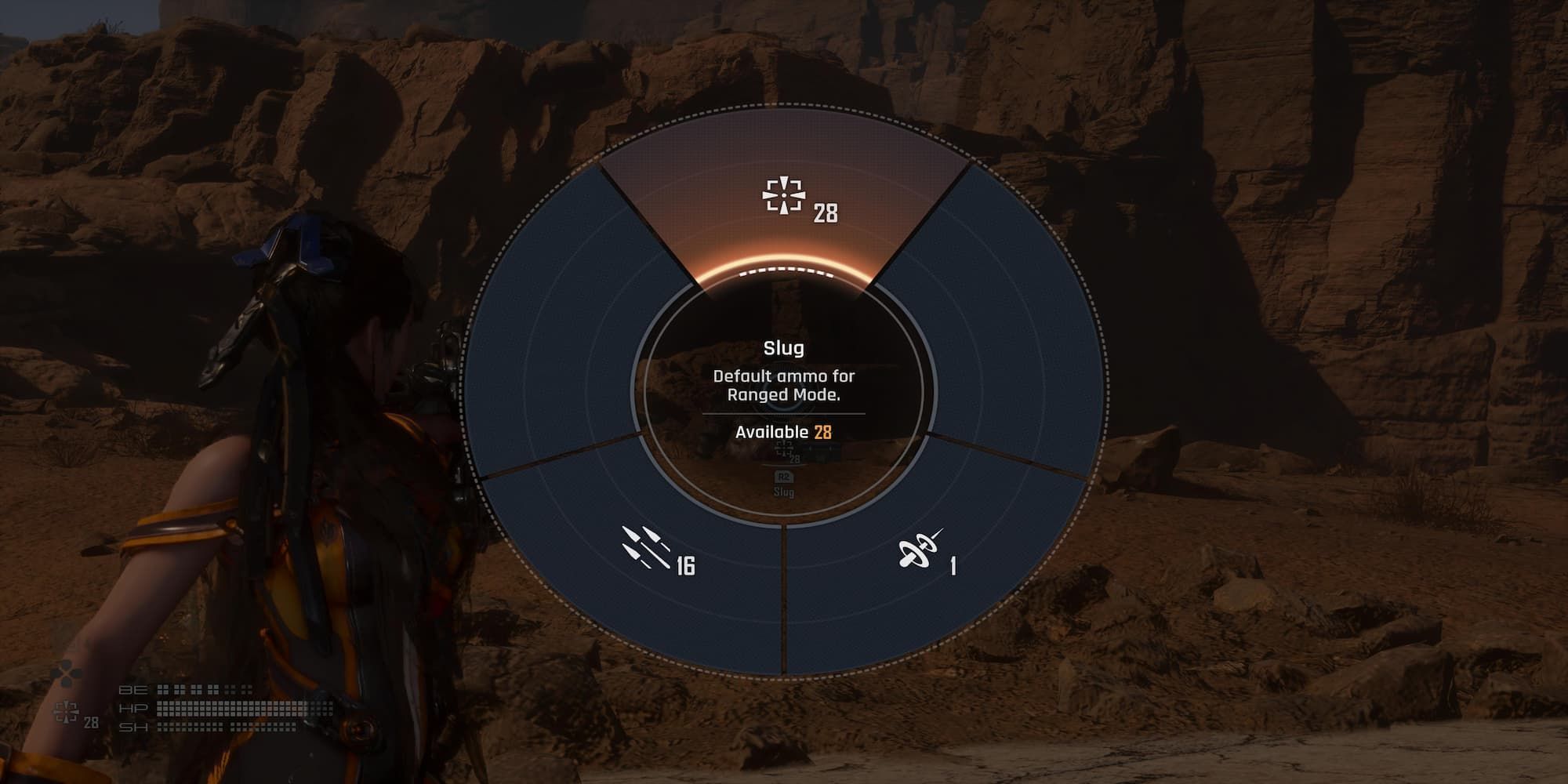 The Player Selecting An Ammo Type From The Wheel In Stellar Blade