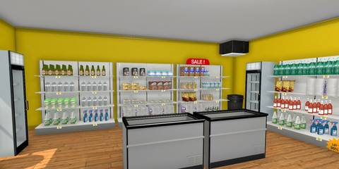 A Store Overview in Supermarket Simulator 