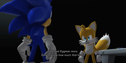 tails getting angry with sonic