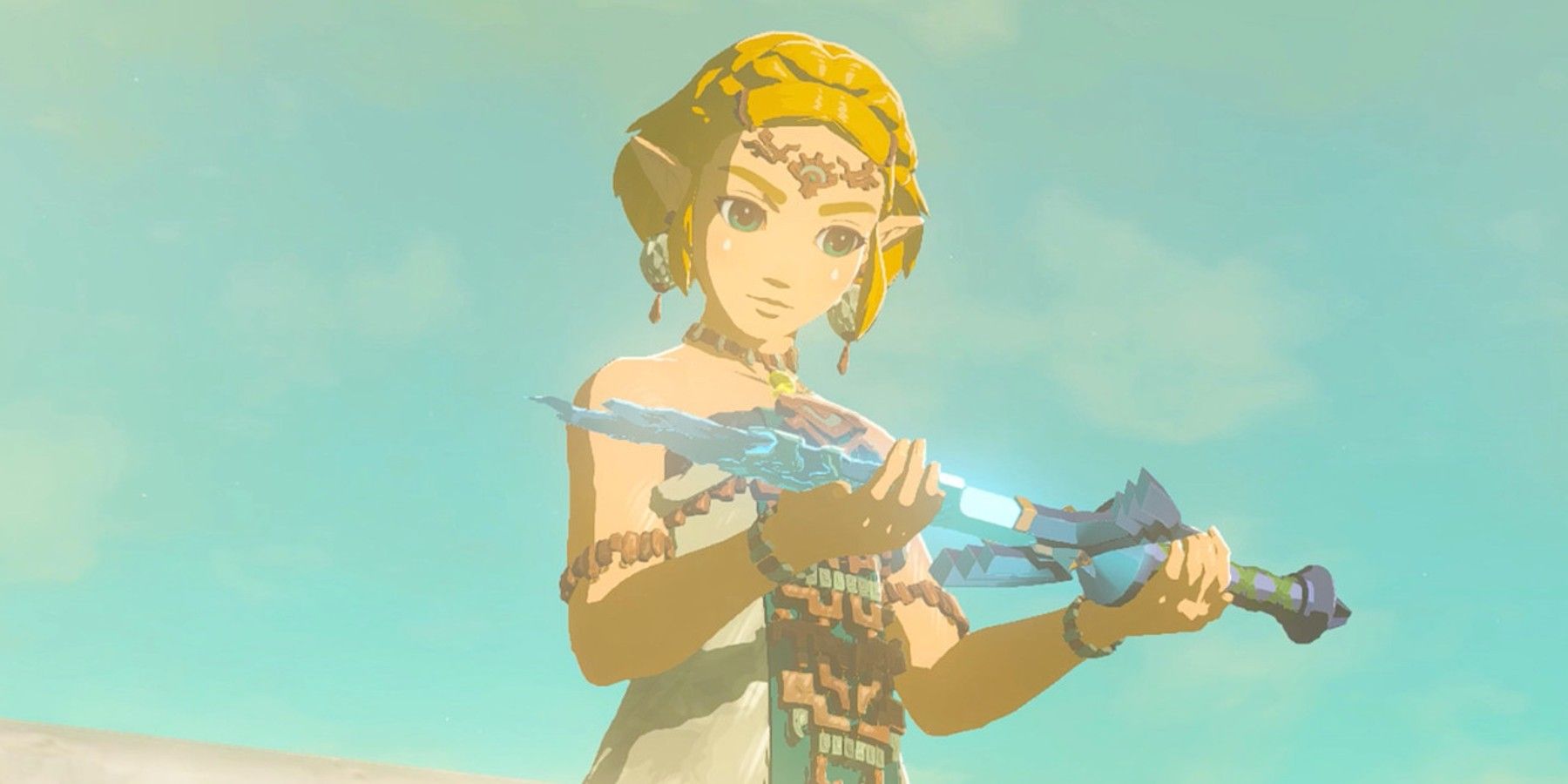 Tears of the Kingdom Zelda Holding Master Sword