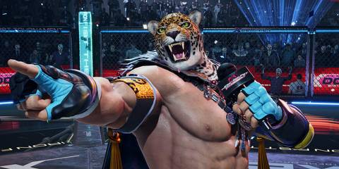 tekken 8 king holding a microphone