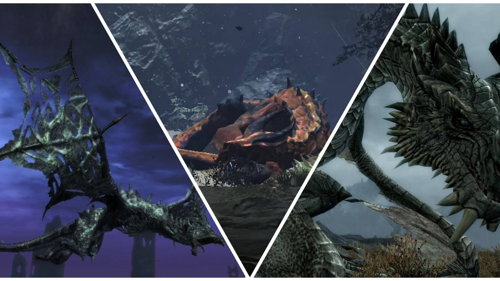 the elder scrolls oldest dragons Durnehviir Shulkunaak and Paarthurnax feature