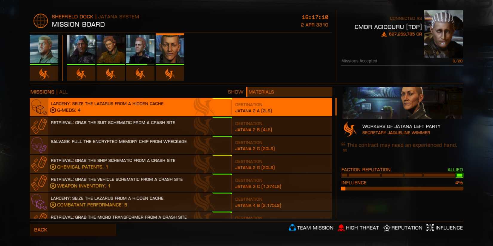 The Materials Doing Missions In Elite Dangerous