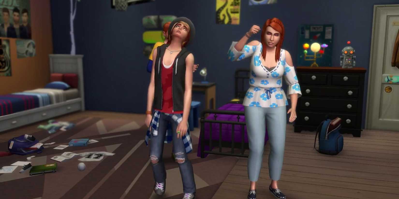 A mother and daughter in The Sims