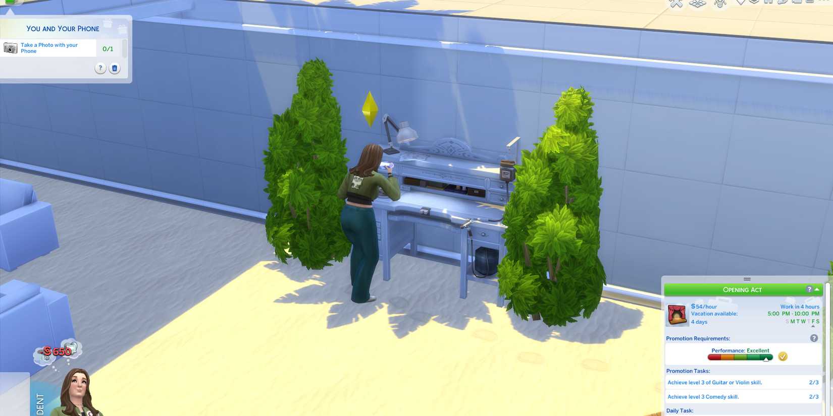 Image of a character making jewelry at level 10 of Gemology in The Sims 4