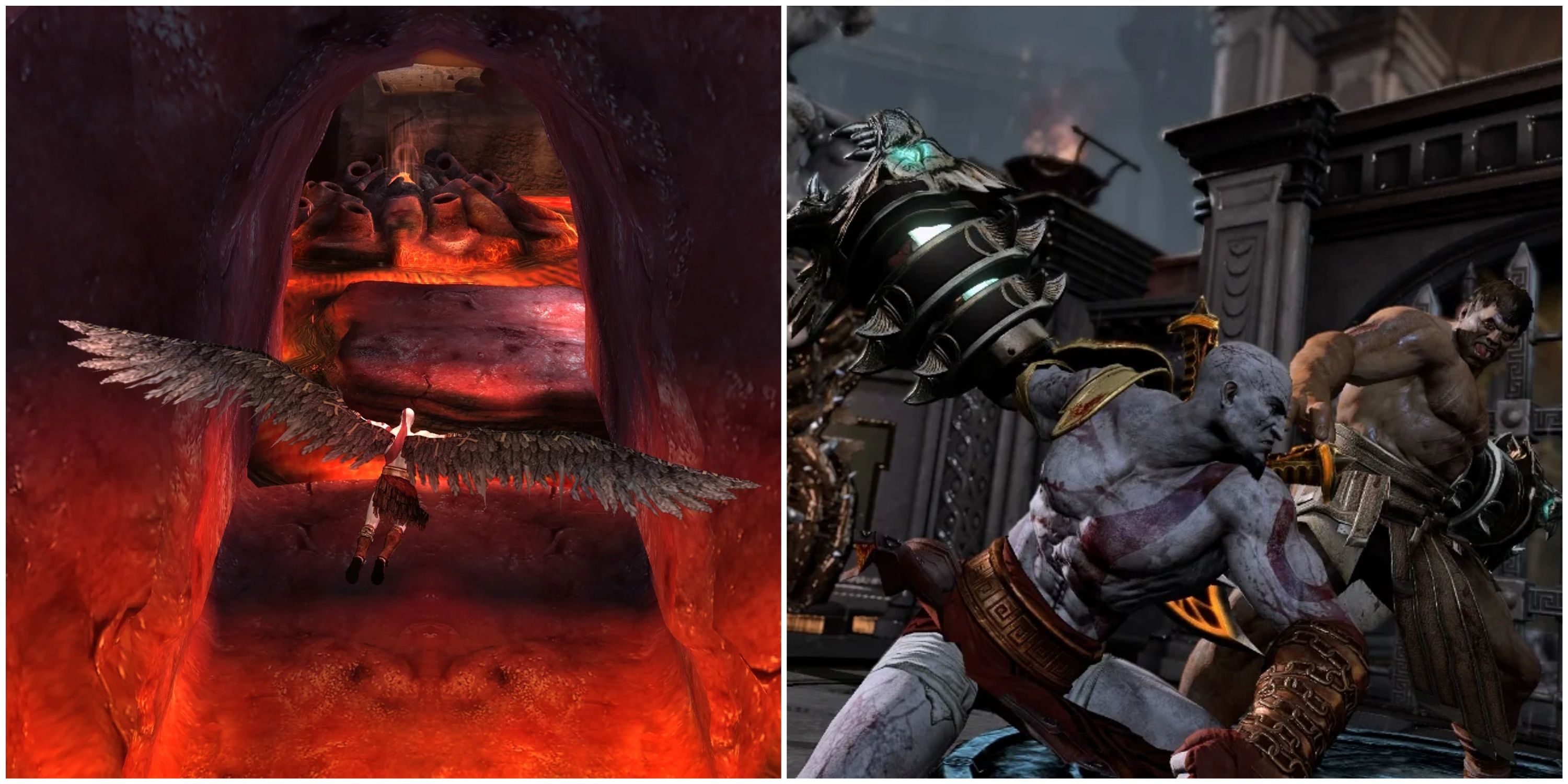 The wings of Icarus in God of War 2 and the Nemean Cestus in God of War 3